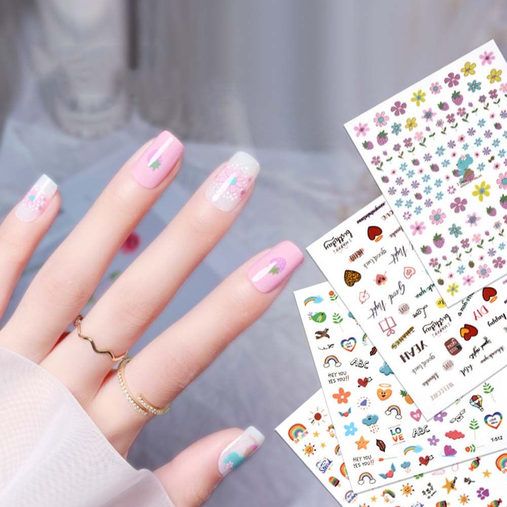 Tờ miếng dán trang trí móng tay nghệ thuật kiểu hoạt hình 3D phong cách Nhật Bản đáng yêu