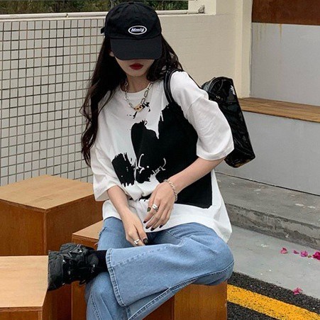 Áo thun tay ngắn cổ tròn phong cách mùa hè Hàn Quốc