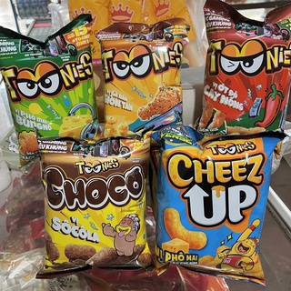 BÁNH SNACK TOONIES VỊ TẢO BIỂN BÓNG ĐÊM GÀ BBG LỬA HỒNG PHÔ MAI BÙNG NỔ CHOCO SOCOLA PHÔ MAI CHEDDAR