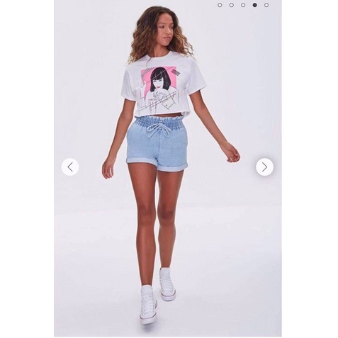 Áo Croptop F21 Lai Sóng In Cô Gái - 3585
