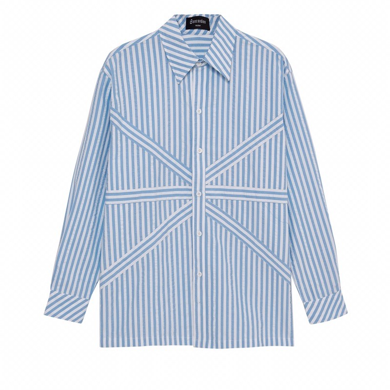 Áo sơ mi sọc cờ Anh striped blue mix white