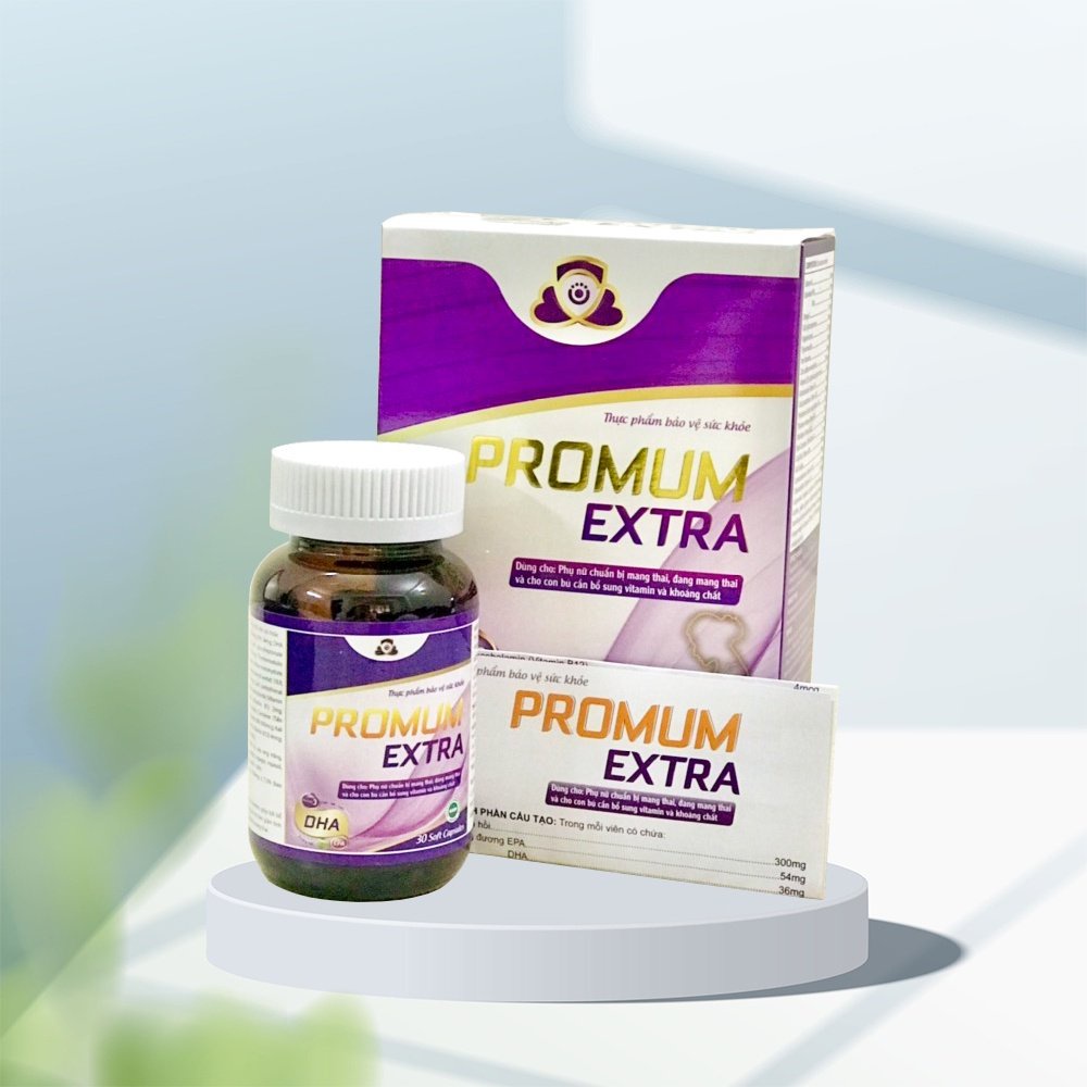 Vitamin tổng hợp cho bà bầu Promum Extra bổ sung DHA, omega, canxi acid folic và sắt hộp 30 viên