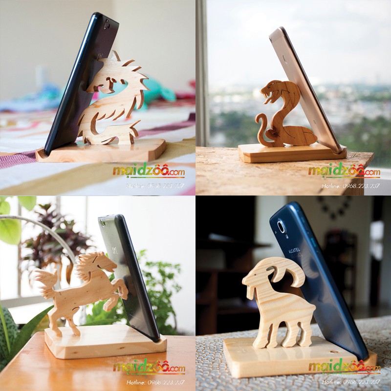 Giá gỗ đỡ điện thoại/iPad 12 Con giáp Handmade