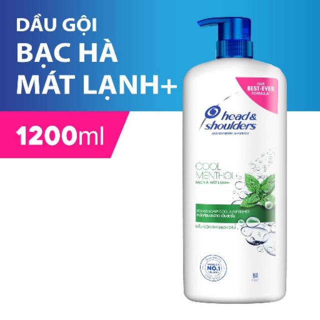 Dầu Gội Head&amp;Shoulders mát lạnh bạc hà sạch gàu chai 1200ml