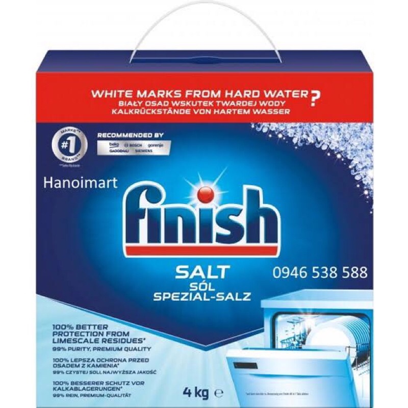 Muối rửa bát Finish hộp 4kg siêu tiết kiệm - Muối cho máy rửa bát Finish