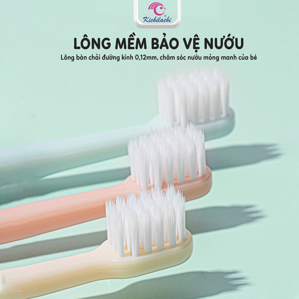 Set 3 bàn chải Kichi Kichilachi - bàn chải đánh răng an toàn tiện lợi tiết kiệm cho bé