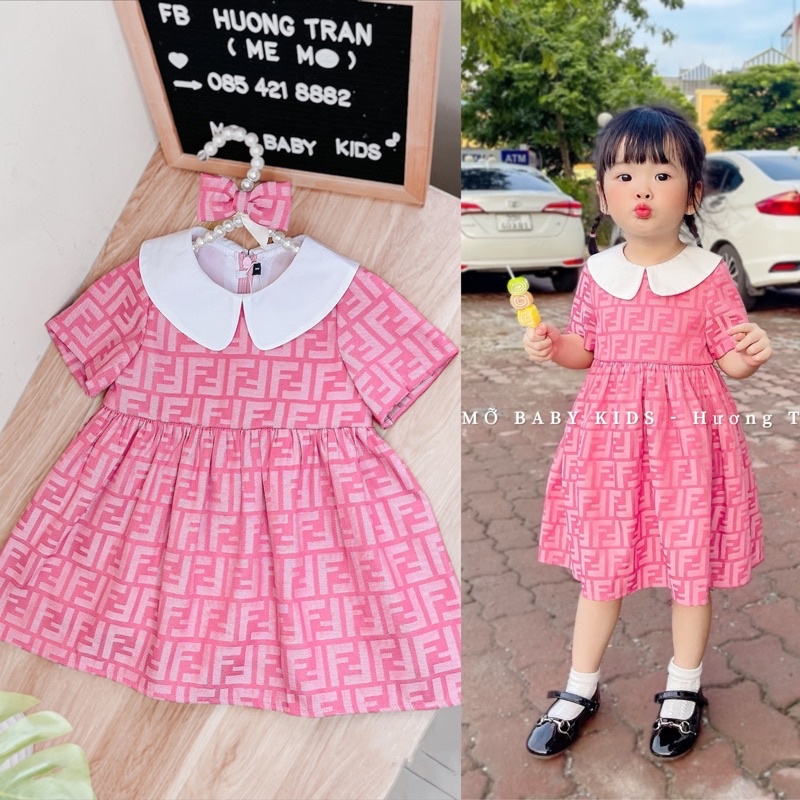 Váy Fenđi hàng chuẩn thiết kế cao cấp cho bé gái