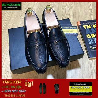 GIÀY LƯỜI NAM BĂNG ĐỤC THỜI TRANG - CHẤT DA BÒ 100%, ĐẾ CAO SU ĐÚC NGUYÊN KHỐI - MÃ K226 ĐEN