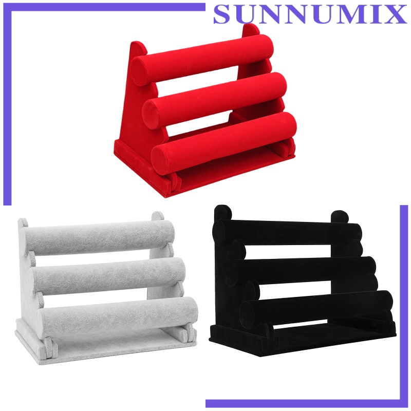 Sunnimix] Giá Đỡ Ba Tầng Bằng Nhung Trưng Bày Trang Sức Vòng Tay / Dây Buộc