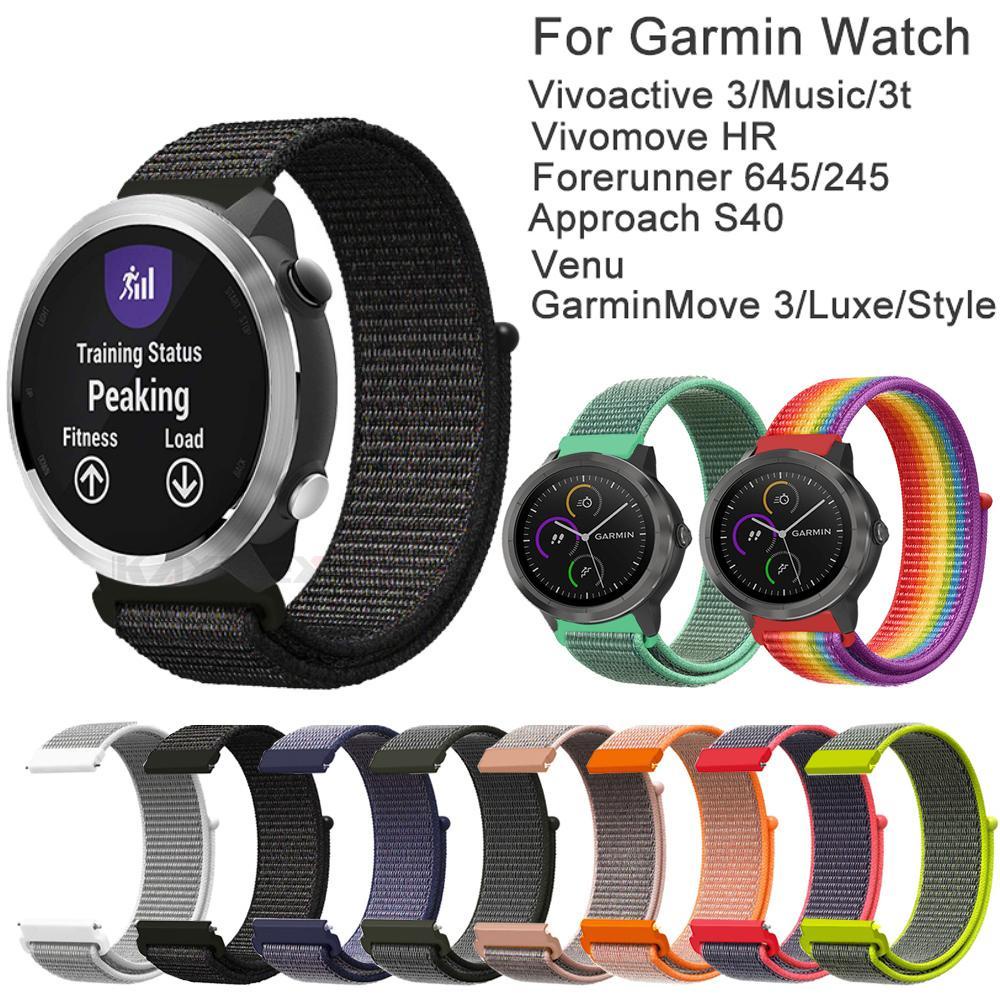 BEBETTERM Dây Đeo Tay 20mm Thay Thế Chuyên Dụng Cho Garmin Vivoactive 3 Vivomove Venu Forerunner 645 245