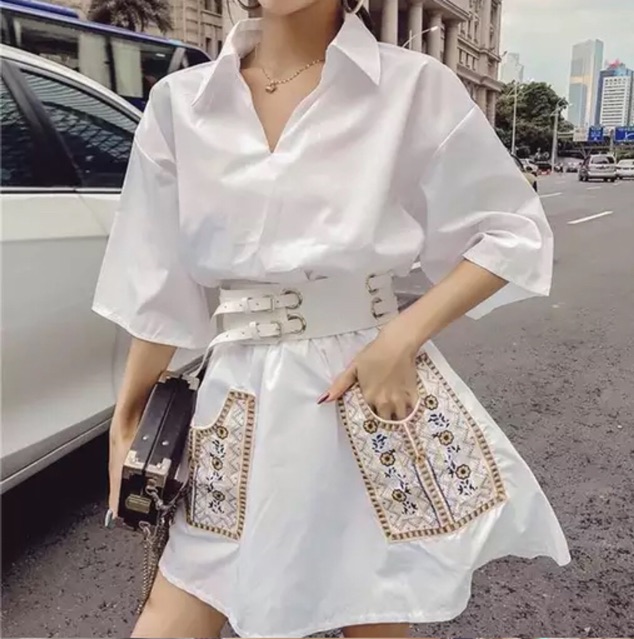 [Order] YAS0325–Sơ mi váy kèm belt thêu thổ cẩm | BigBuy360 - bigbuy360.vn