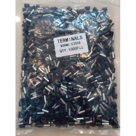 Đầu cos kim rỗng E2508,  cos kim E2508, đầu cos kim rỗng dùng cho dây điện 2.5mm, đầu cos dây điện, cos kim đơn