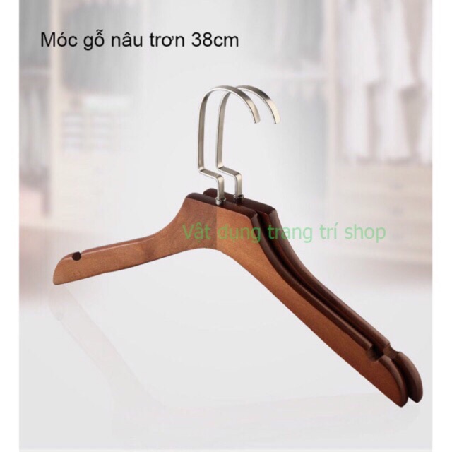 Bộ 50 móc gỗ nâu 38cm ko đệm vai