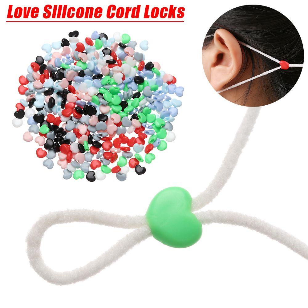 SUSANS Set 50 / 100 Khóa Dây Bằng Silicon Mềm Hình Trái Tim Có Thể Điều Chỉnh