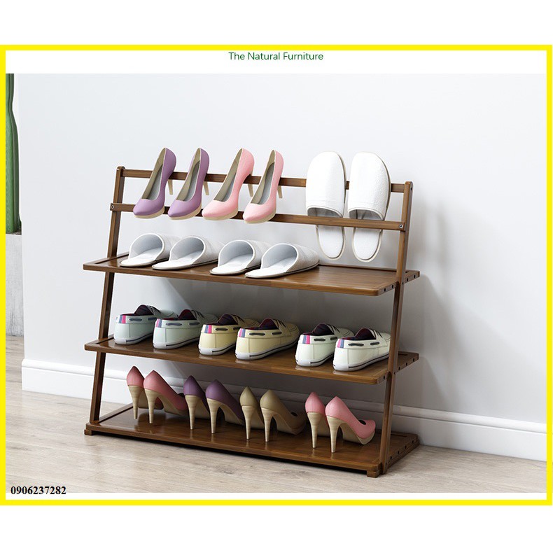 Kệ giày, kệ để cây đa năng màu óc chó 3 tầng 70x24x60 (ngang 70)