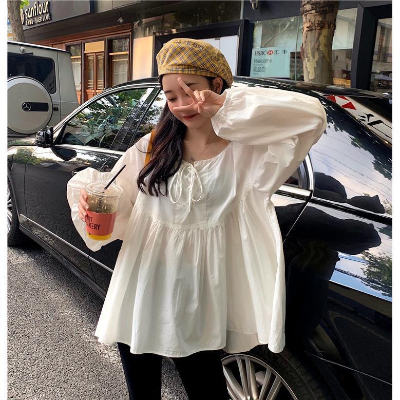 Áo kiểu tay dài phồng dáng rộng thời trang Hàn Quốc cho nữ