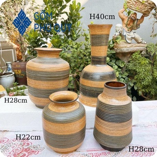 Bình Hoa Decor ⚱ Gốm Sứ Bát Tràng ⚱ Bình Gốm Cắm Hoa Trang Trí Men Khô Gomphuquy Tt06