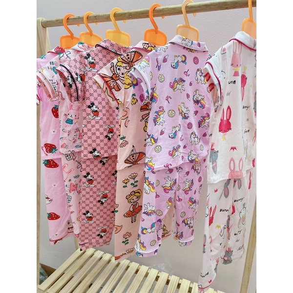 Bộ Pijama Áo Cộc Quần Dài Cho Bé Trai Và Bé Gái size nhí 10-15kg (1-3 tuổi)