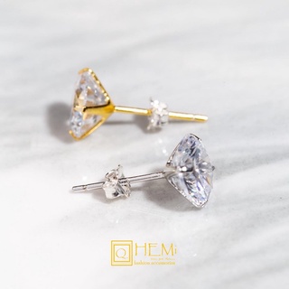 Khuyên tai nam bạc nụ đá | Bạc S925 | Đá Zircon | Size 3,4,5,6,7,8mm | Hemi Jewerly (Giá 1 chiếc)
