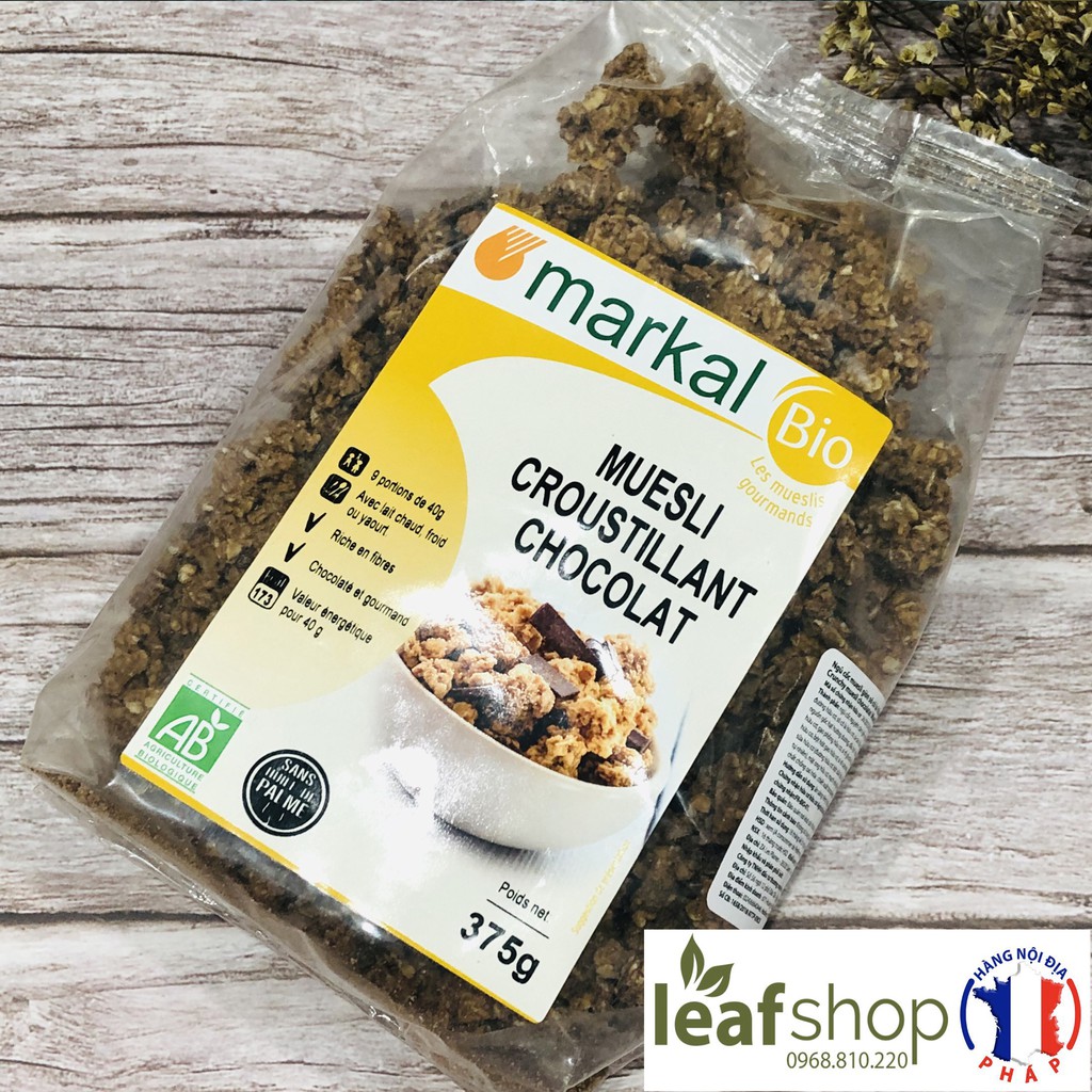Ngũ cốc muesli giòn sô cô la hữu cơ Markal 375g