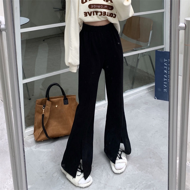 Quần lưng cao xẻ tà thời trang thu đông 2021 dành cho nữ