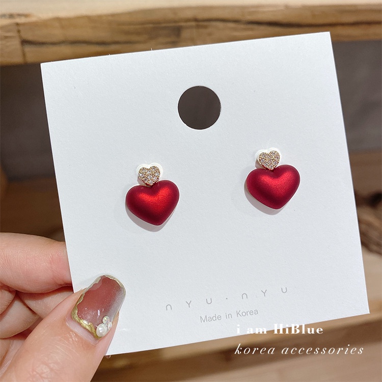 Bông tai trái tim ngọc trai nhân tạo hoa tai nữ tình yêu