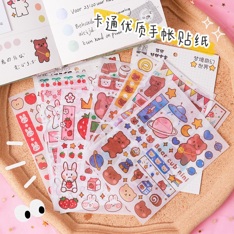 [T7] Tấm Nhãn Dán Washi Sticker Trang Trí Bàn Học, Sổ Tay, Tập Vở, Decor Bàn Học...Ins Giasico