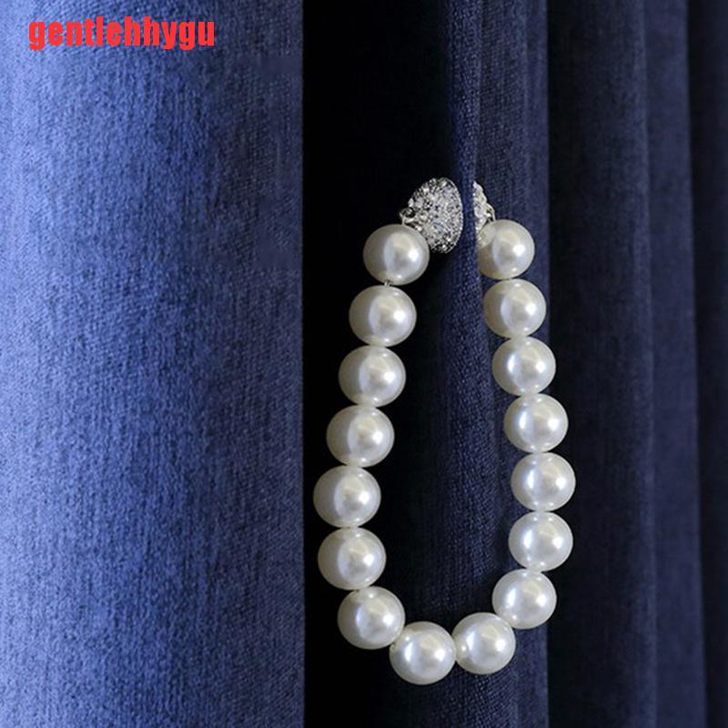 [gentlehhygu]2pcs ABS Pearl Curtain Bandage Tieback With Magnet Decorative Curtain Buckle