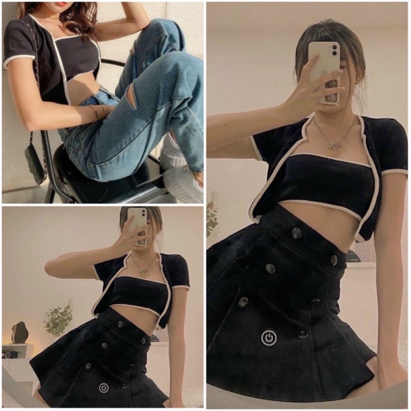 [Rẻ vô Địch] Áo Croptop Thun Gân Kèm Áo Ống | BigBuy360 - bigbuy360.vn