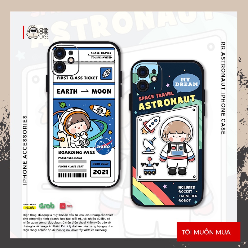 Vỏ ốp iPhone Silicon viền vuông RR Astronaut cho iPhone 6/6pl/6s/6spl/7/7pl/8/8pl/x/xs/11/12/13/pro/max - Chinchincase