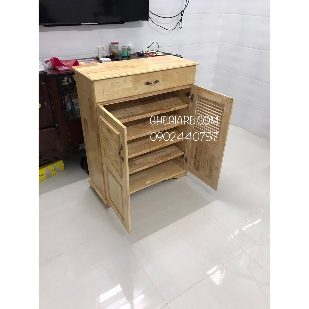 TỦ GIÀY GỖ CAO SU 80X1M 2 CÁNH - FREE SHIP HCM