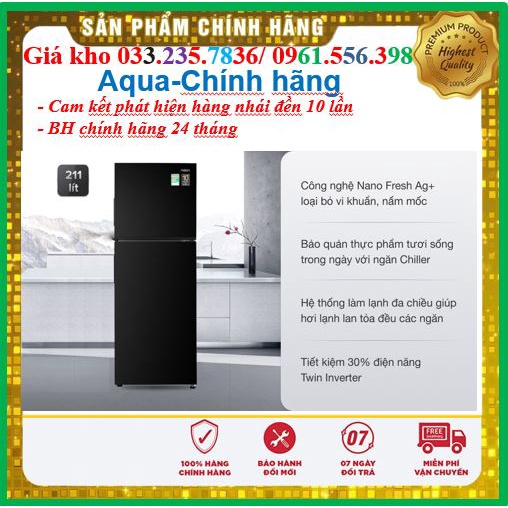 Tủ lạnh Aqua Inverter 211 lít AQR-T238FA  - Mới 100%