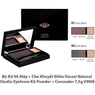 Bột Kẻ Chân Mày Vacosi Natural Studio Eyebrow Kit VM08
