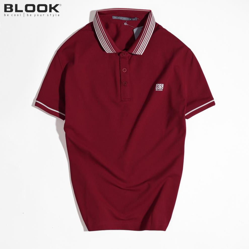 Hè Áo Polo Nam Slimfit BLOOK Vải cotton màu Xám Muối trơn in logo BS mã 42613 (HÌNH THẬT) 🏆