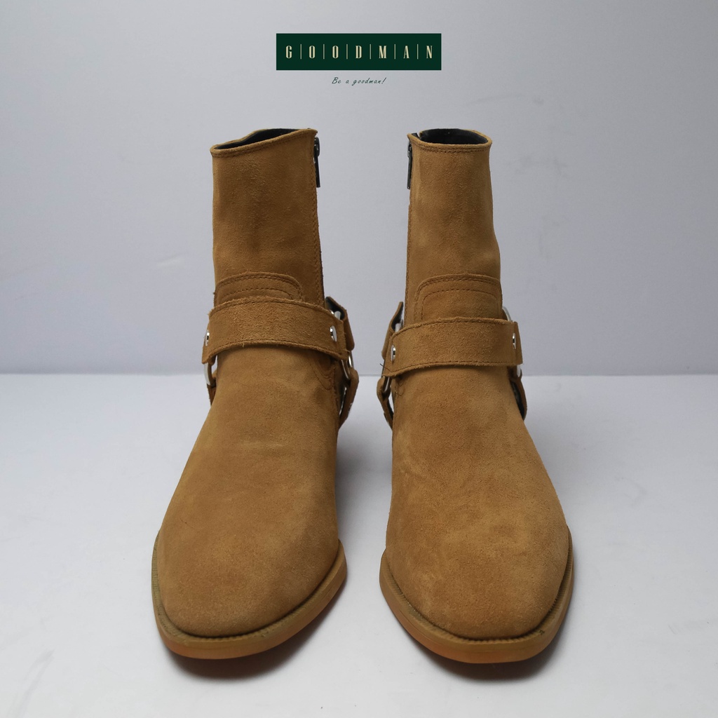 Giày da nam da lộn, cổ cao GOODMAN Harness Boots Tobaco GM HA-TO