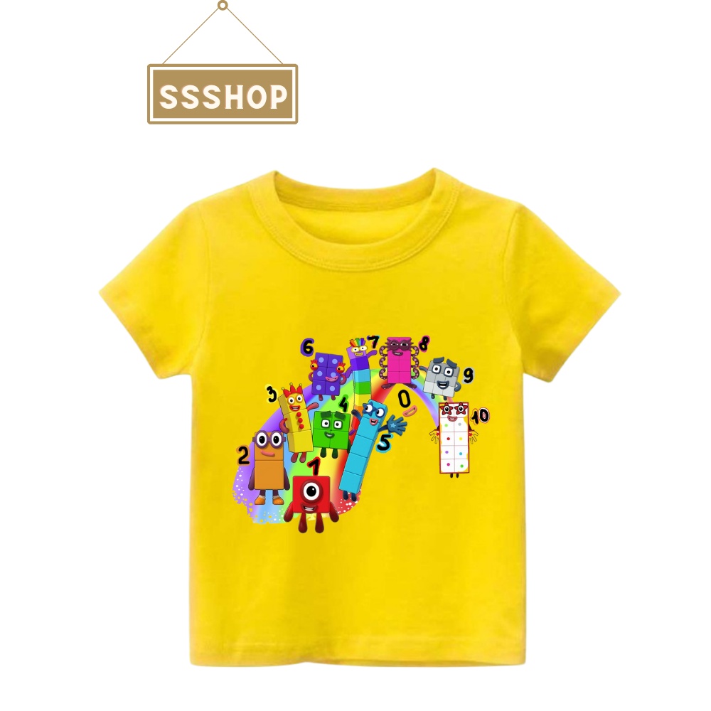 Áo thun trẻ em💖Áo cotton mát mịn họa tiết Hoạt Hình NumberBlock dễ thương cho bé trai và bé gái - SSSHOP 07