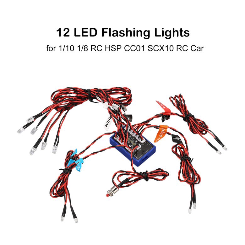 Bộ đèn LED nhấp nháy 12 bóng cho ô tô RC 1/10 1/8 RC HSP CC01 SCX10