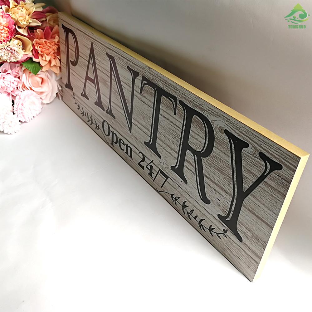 Bảng Gỗ Treo Tường In Chữ Pantry Open 24 / 7 Phong Cách Vintage Trang Trí Nhà Cửa / Nhà Hàng / Phòng Ăn