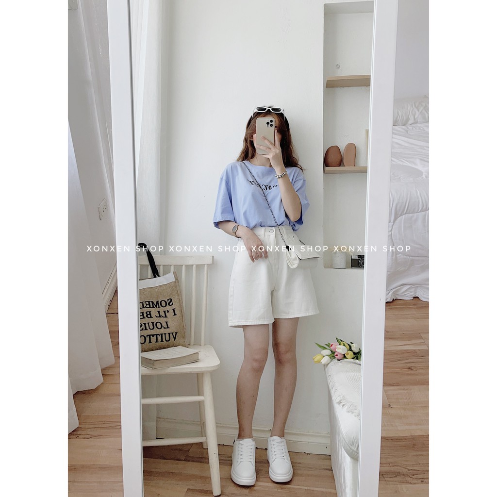 ÁO THUN NỮ form rộng in chữ đơn giản dễ thương chất cotton dày dặn XONXEN SHOP freesize mã 09