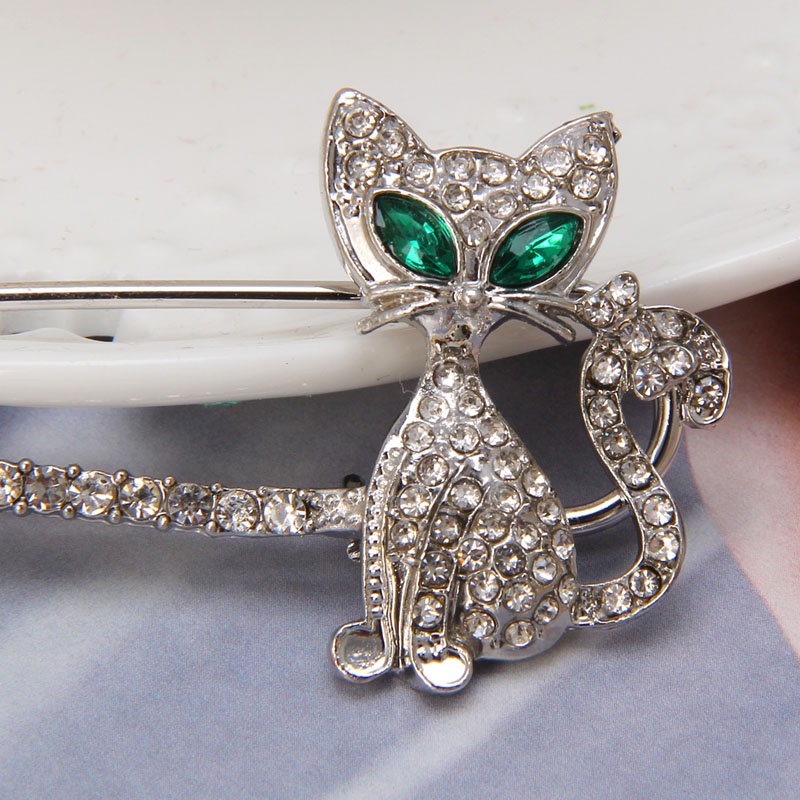 Ghim Cài Áo Hợp Kim Hình Mắt Mèo Đính Đá Nhân Tạo Thời Trang
