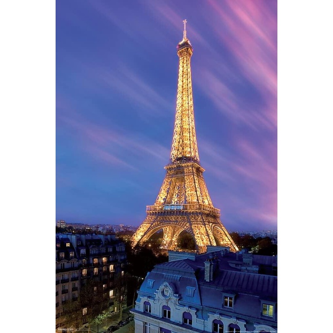 Áp Phích Trang Trí Tường In Hình Tháp Eiffel Ở Dusk Paris Pháp Cá Tính x