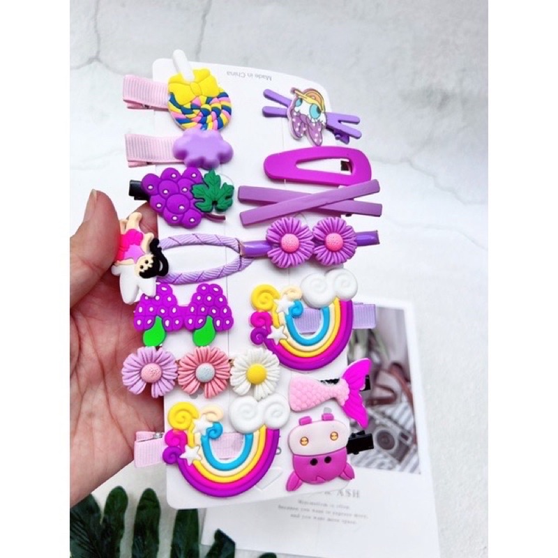 Set kẹp 14 món nhiều mẫu kute cho bé gái (được chọn màu)