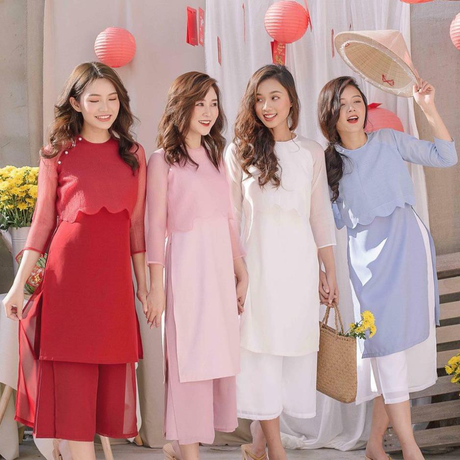 HÀNG HOT - Áo Dài Cách Tân Nữ Trơn Đỏ | BigBuy360 - bigbuy360.vn