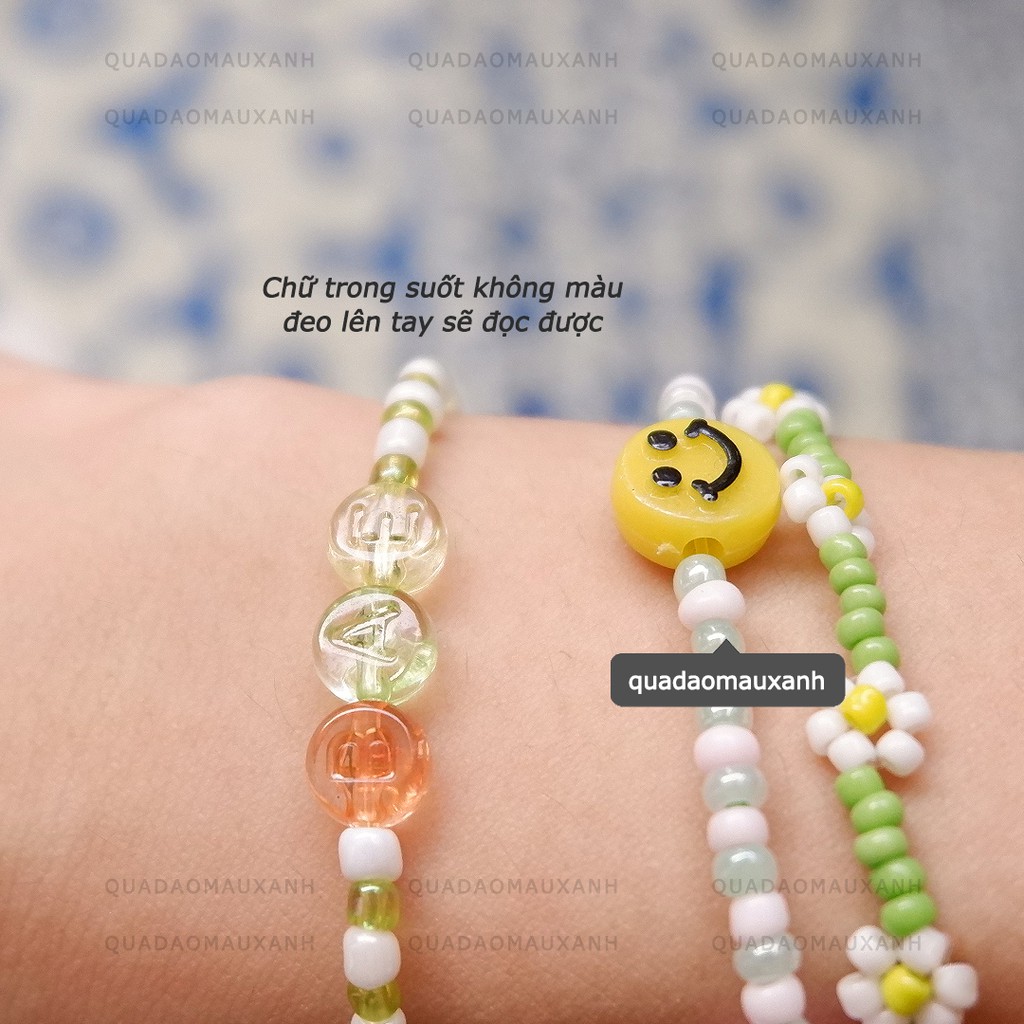 Vòng hạt cườm charm chữ cái độc lạ thay tên theo yêu cầu #letter bracelet #quadaomauxanh