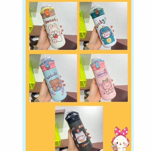 Bình Nước Giữ Nhiệt 550ML Kèm Ống Hút Tiện Lợi Dành Cho Bé