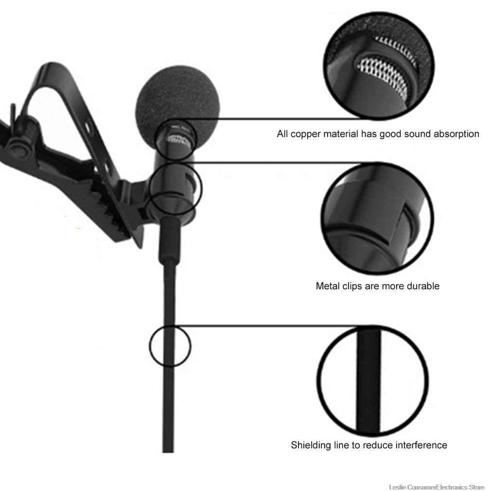 Micro Andoer GW-510C mini kẹp áo có dây thích hợp cho máy ảnh DSLR iPhone Andro