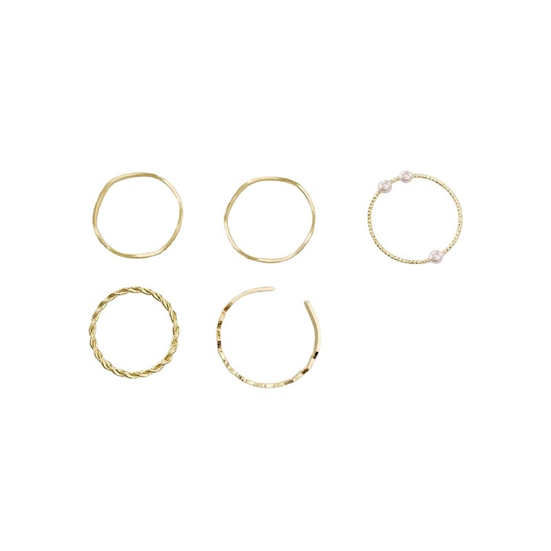 Set 5 Nhẫn Đeo Tay Kim Loại Thời Trang Cho Nữ