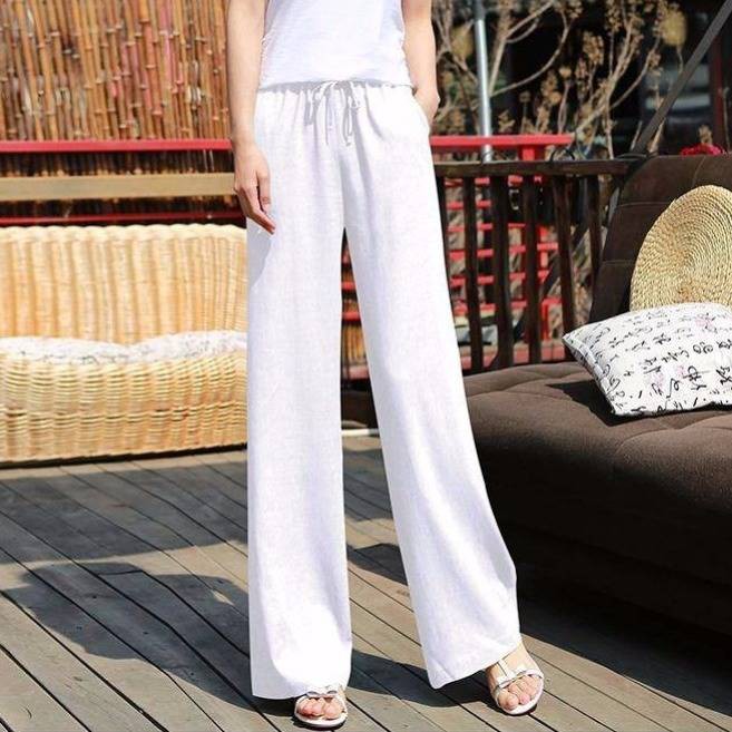 Women Straight Leg Pants High Waist Belt Loose Long Pants | BigBuy360 - bigbuy360.vn