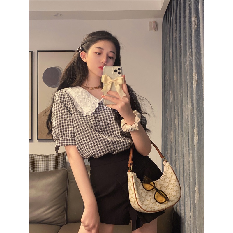 Áo Kiểu Tay Phồng Ngắn Thời Trang Mùa Hè Phong Cách Pháp Xinh Xắn Cho Nữ