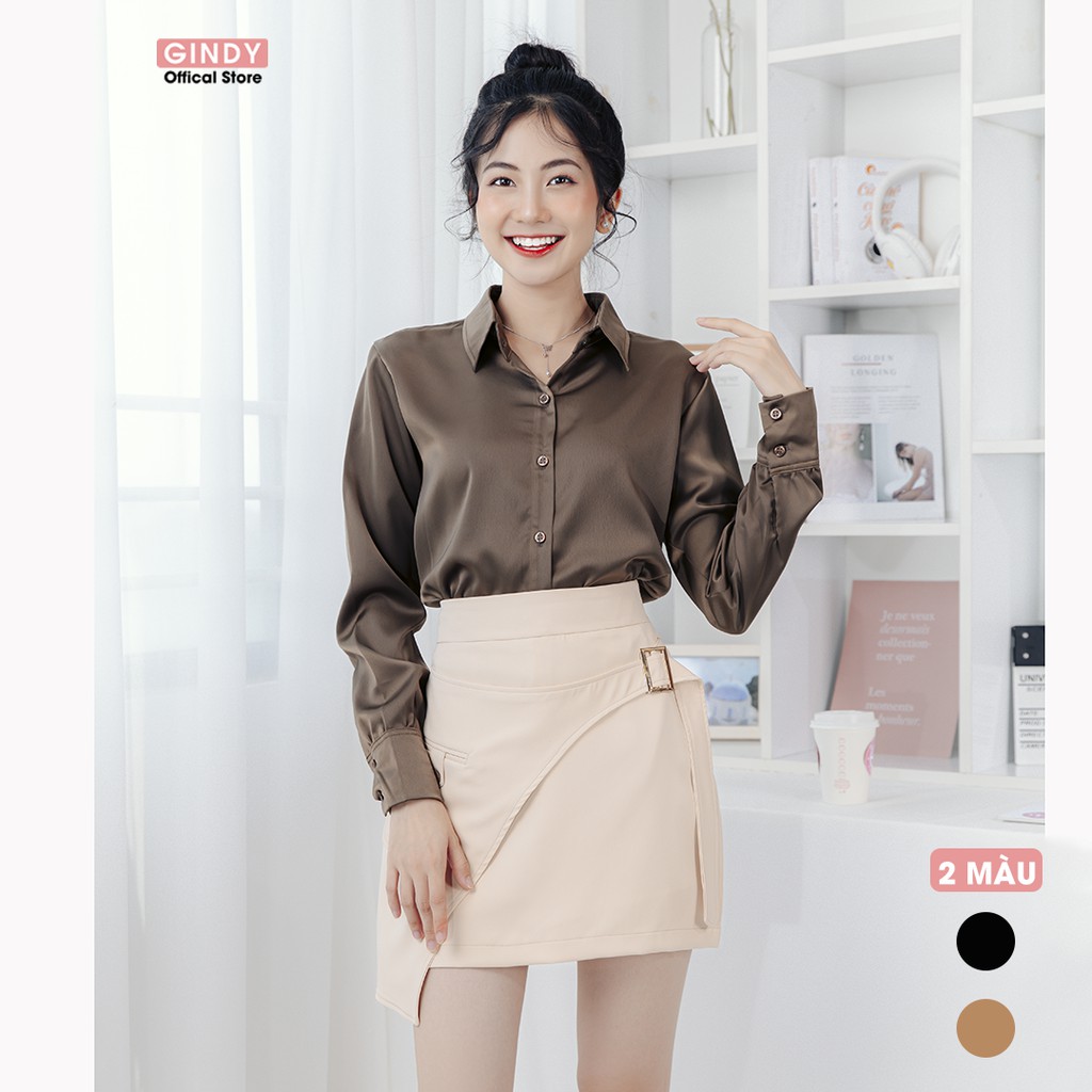 Chân váy nữ chữ A GINDY thiết kế đai chéo cách điệu phong cách trẻ trung hàng thiết kế V5130 | BigBuy360 - bigbuy360.vn